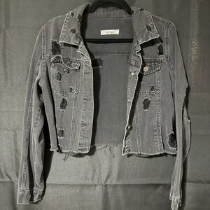 Refuge Charcoal Distressed Jean Jacket